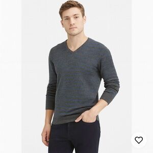 Banana Republic Blue and Gray Striped Sweater